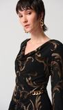 Baroque Foiled Silky Knit Sheath Dress With Ornament