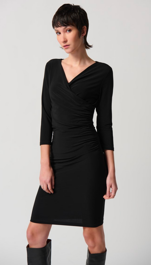 Three-Quarter Sleeve Wrap Dress