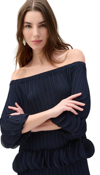Georgette Off Shoulder Pleated