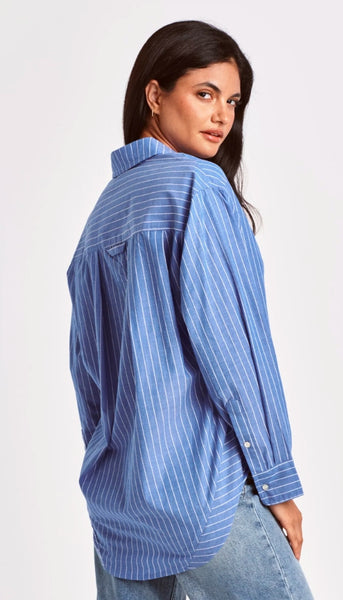 Lola Oversized Shirt French Bleu Stripe