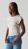 Joni Crew Neck Power Shoulder Top