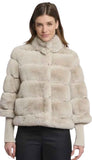Faux Fur Jacket With Knitted Sleeve