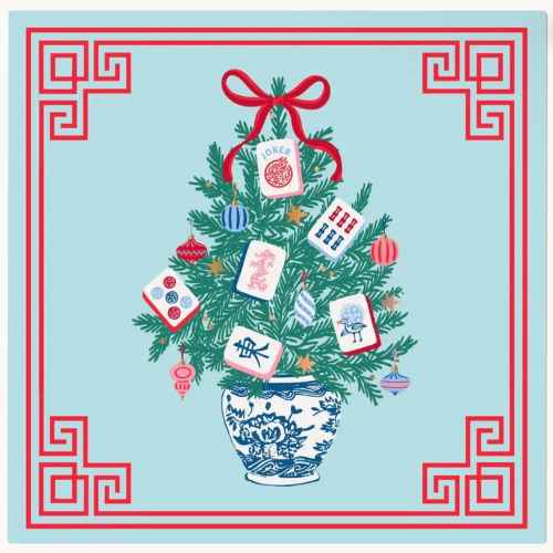 Mahjong Cocktail Napkin-Mahjong Topiary