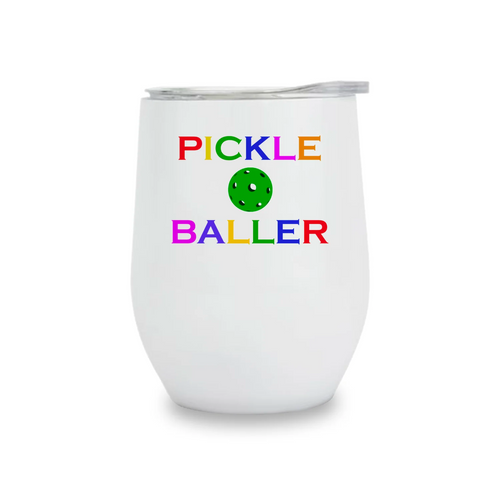 Wine Tumbler - Pickleball Rainbow