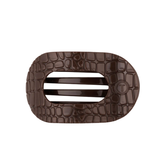 Medium flat round clip-Brown Crocodile