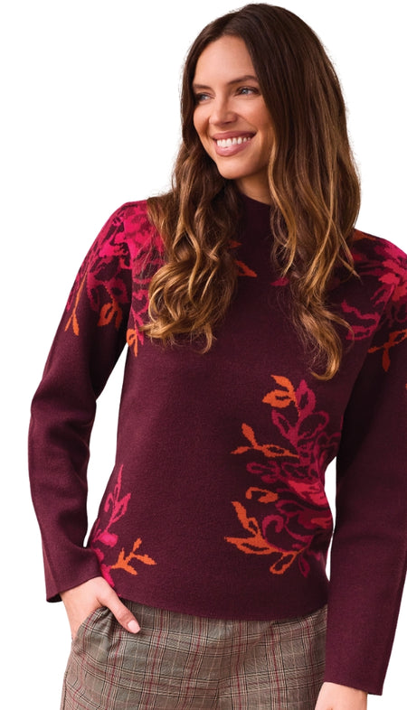 Long Sleeve Split Neck Sweater With Piping