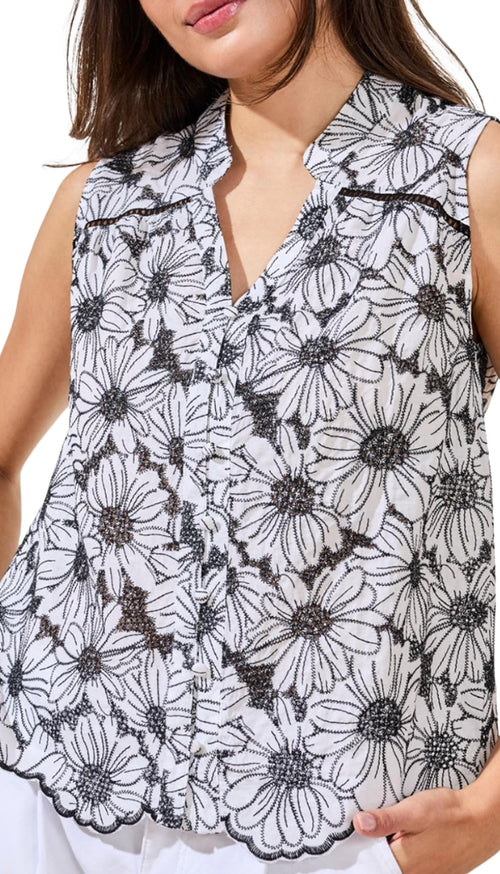 Sleeveless Button Front Blouse