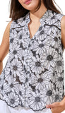 Sleeveless Button Front Blouse