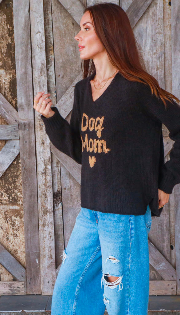 Dog Mom V Neck Sweater