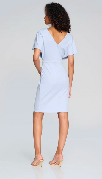 Scuba Crepe Wrap Dress with Pearl Detail