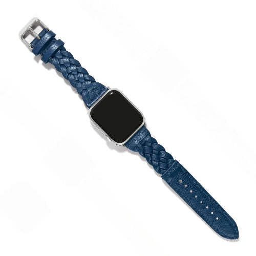 Sutton Braided French Blue Leather Watch Band