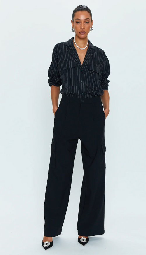 Brynn High Rise Relaxed Cargo - Black