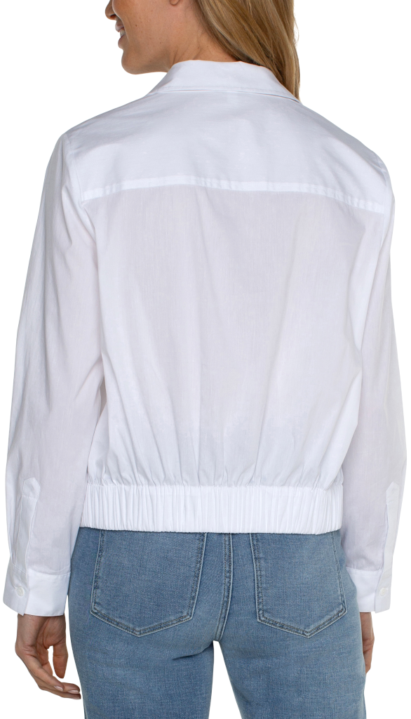 Button Front Shirt With Elastic Back Waist