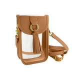 Cell Phone Crossbody - Clear PVC - Camel