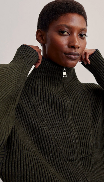 Carmen Rib Knit Zip Through