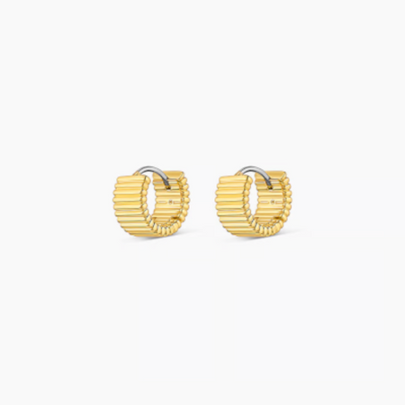 Stone Prism Hoop Earring - Black/Gold