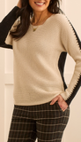 Dolman Long Sleeve Sweater With Whip Stitch