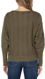 Long Sleeve Crew Dolman Sweater With Stripe