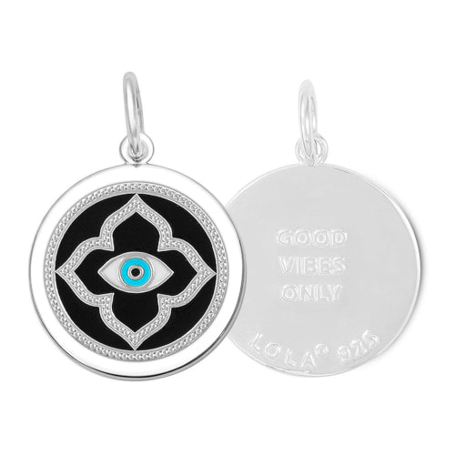 Evil Eye Medium Pendant - Black/Silver