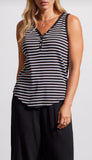 Striped Henley Tank with Buttons
