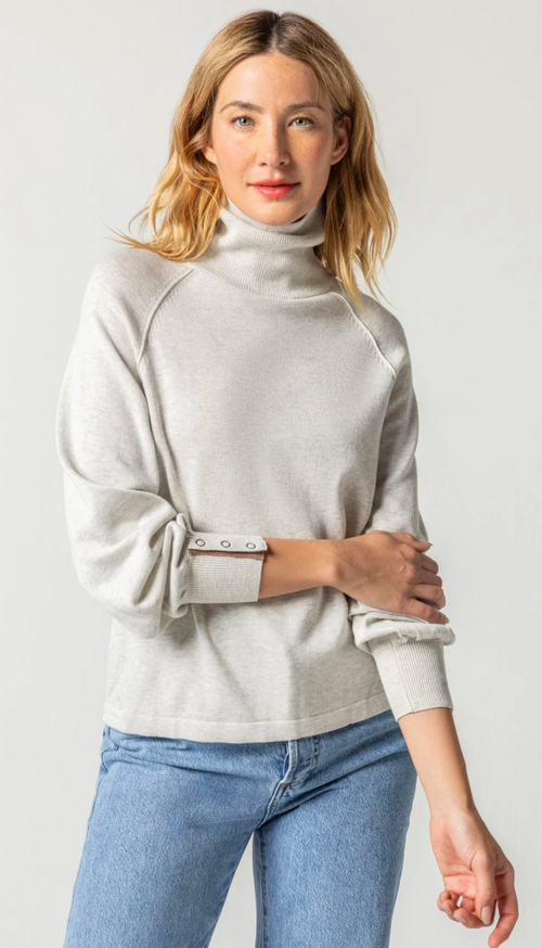 Snap Cuff Turtleneck Sweater