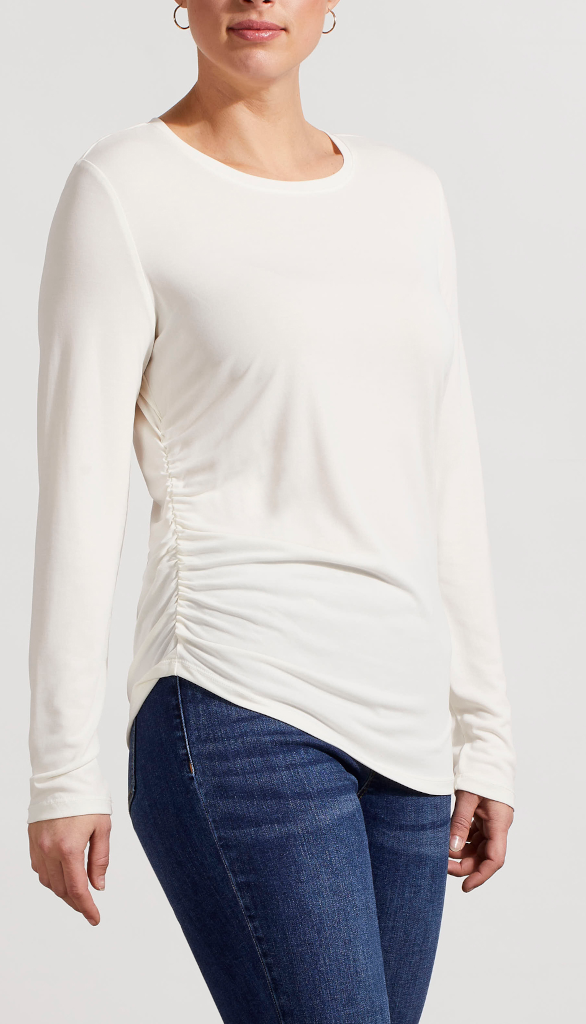 Long Sleeve Crew Neck With Side Ruching