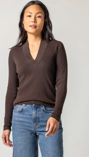 Long Sleeve Shawl Neck