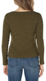 Long Sleeve Drape Front Knit Top