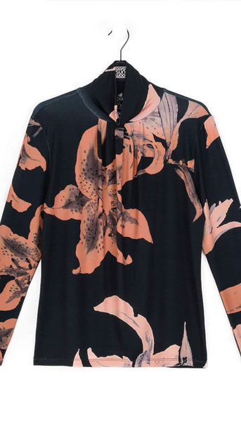 Pleated Mock Neck Top