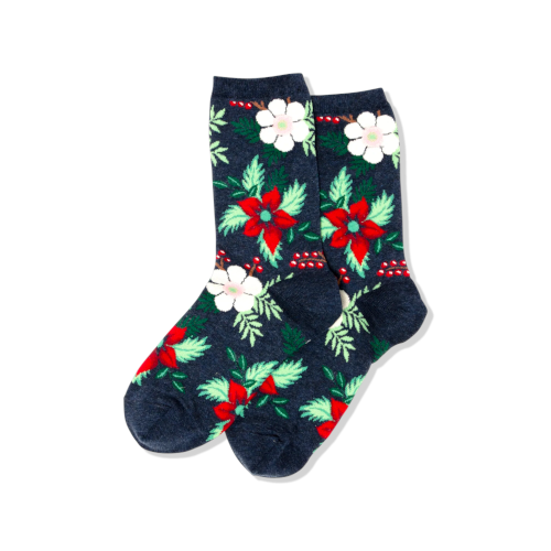 Christmas Pointsettia Floral Socks