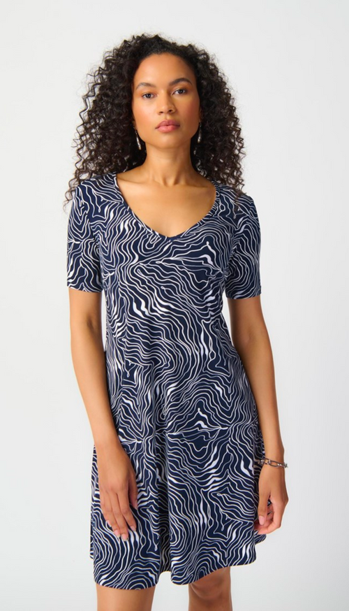 Abstract Print Puff A-Line Dress