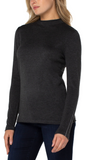 Mock Neck Rolled Hem Long Sleeve Sweater