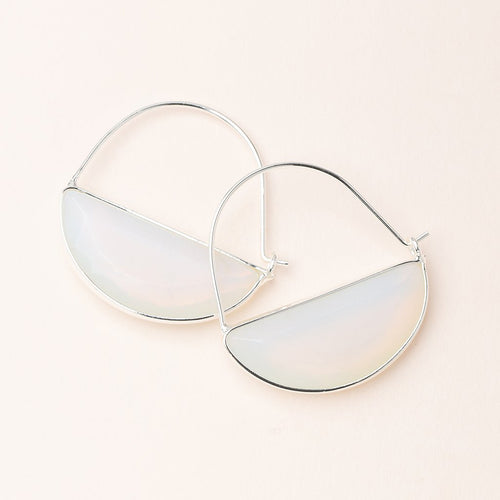 Stone Prism Hoop Earring - Opal/Silver