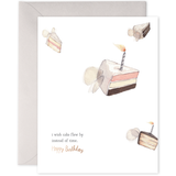 Flying Cake Birthday Card