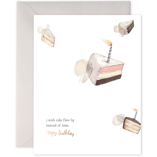 Flying Cake Birthday Card