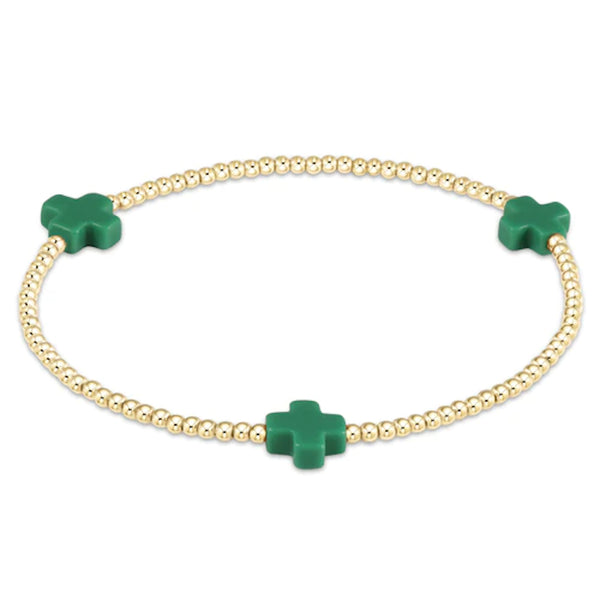 Signature Cross Bracelet-Emerald, 2mm bead