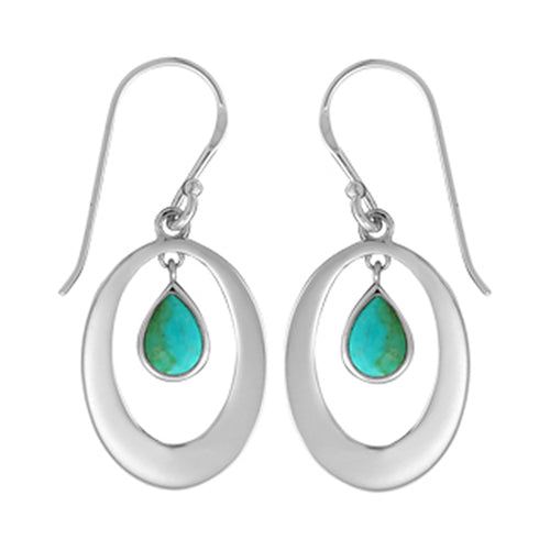 Turquoise Dangle Oval Earrings