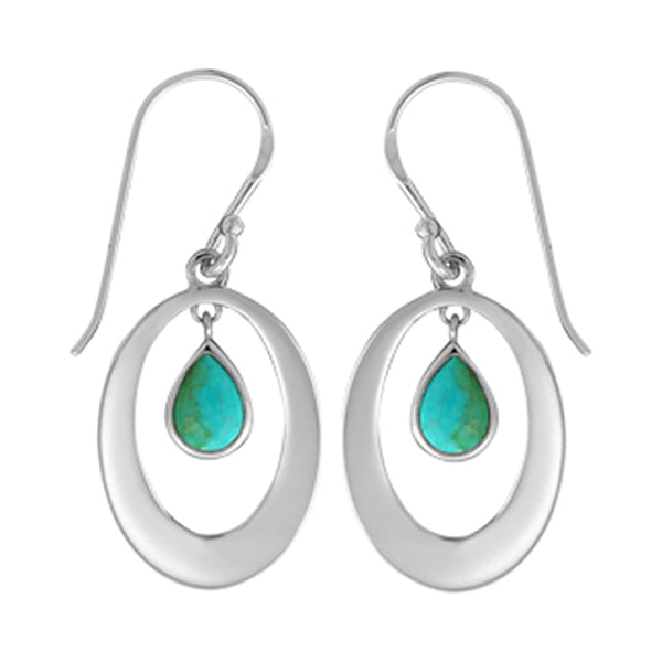Turquoise Dangle Oval Earrings
