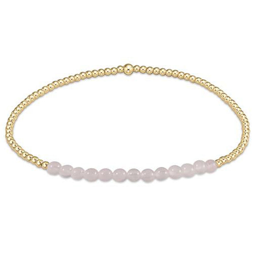 Gold Bliss 2mm Bead Bracelet - Rose Quartz