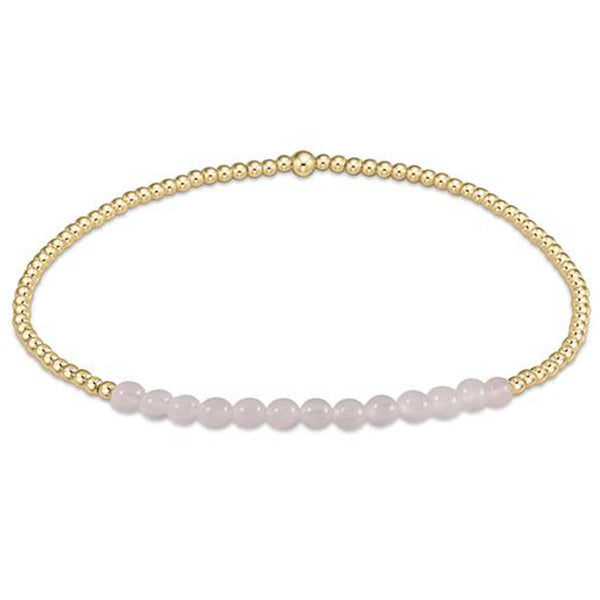Gold Bliss 2mm Bead Bracelet - Rose Quartz