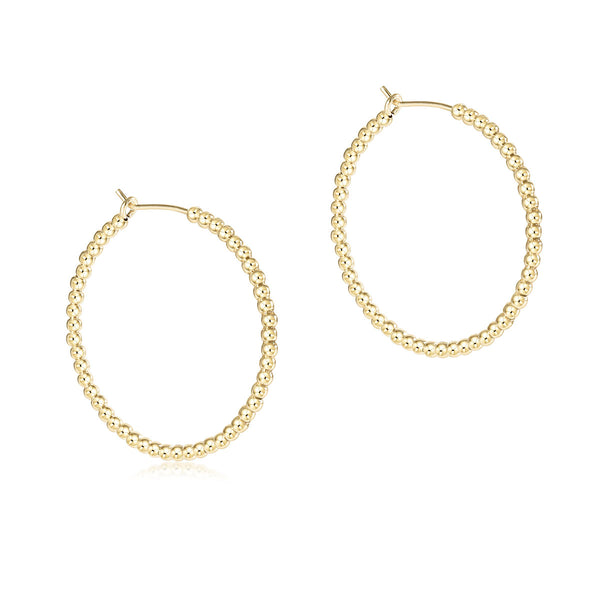 1.25" Hoop - 2mm Bead Gold Earring