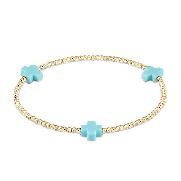 Sig. Cross - Turquoise, 2mm Bead