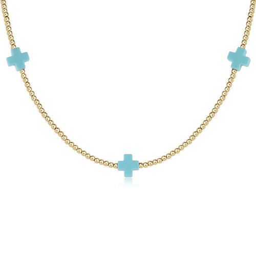 15" Choker Sig. Cross - Turq. 2mm