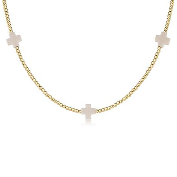 15" Choker Sig. Cross - Off Wht. 2mm