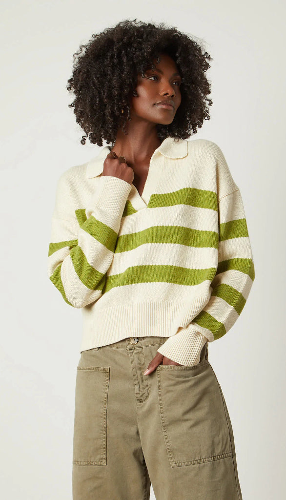 Lucie Stripe Polo Sweater