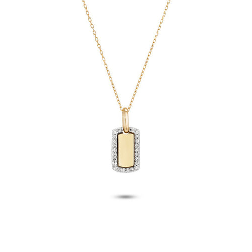 Tiny Pave Dog Tag - Gold