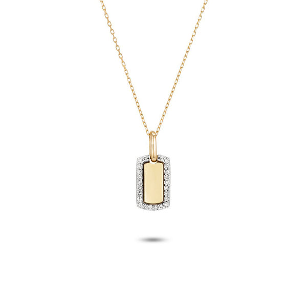 Tiny Pave Dog Tag - Gold