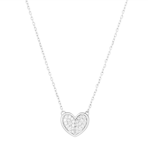 Tiny Pave Folded Heart - Silver