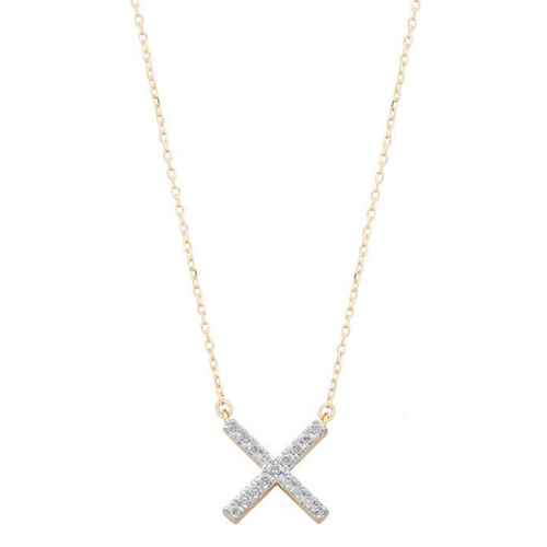 Pave X Necklace - Gold