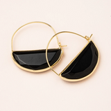 Stone Prism Hoop Earring - Black/Gold